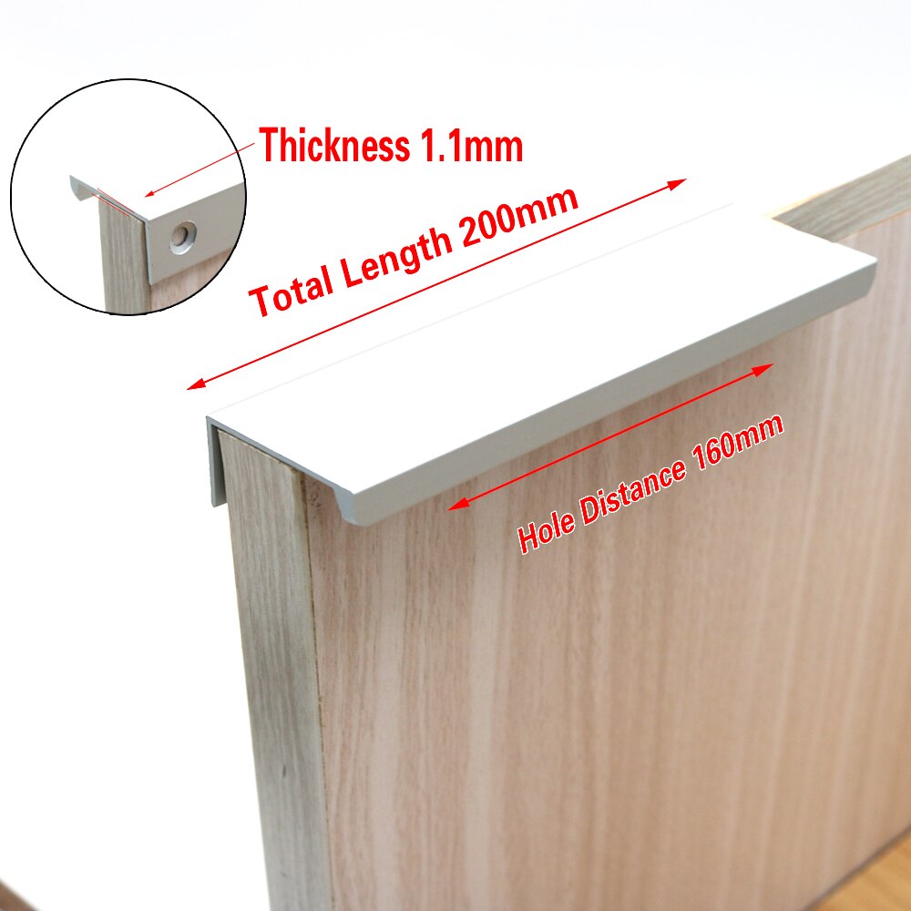 Gold Black Hidden Cabinet Pulls - Aluminum Alloy Kitchen Cupboard Handles