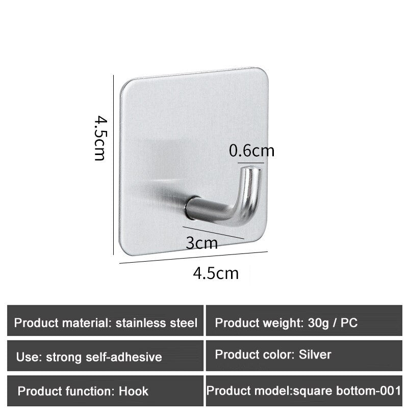 Stainless Steel Bathroom Hooks - Self Adhesive