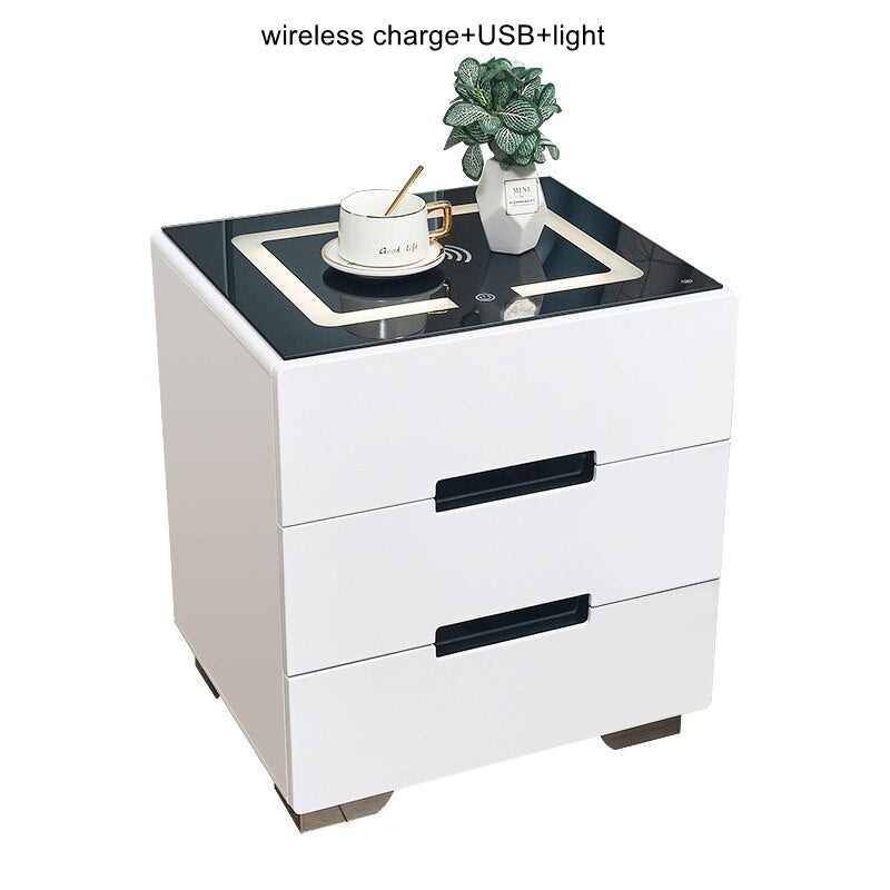 Smart Bedside Table with Wireless USB Charging