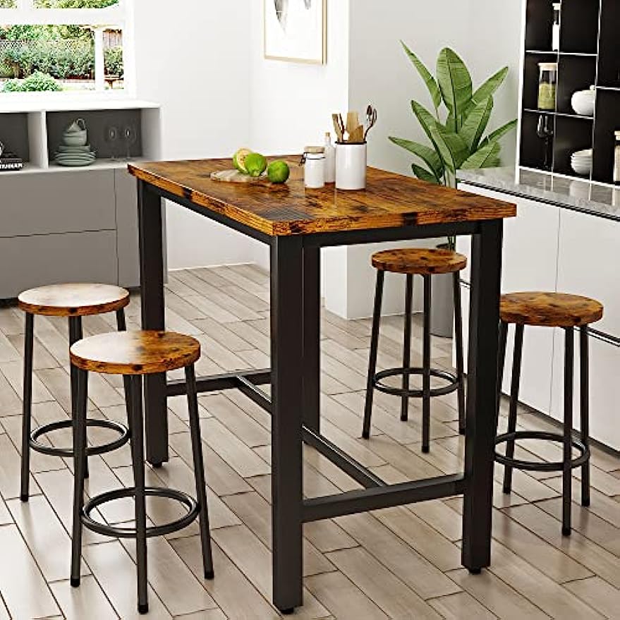 Dining Table Set for 4 - Bar Table with Stools