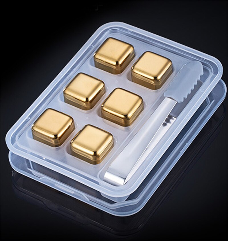 Stainless Steel Gold Ice Cube Set