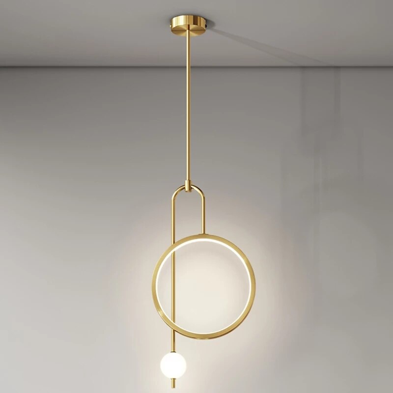 Gold Ring Pendant Light - Modern Ball Led