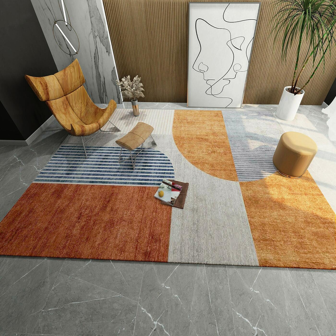 Living Room Carpet Non-slip Large Area Rug -Nordic Abstract