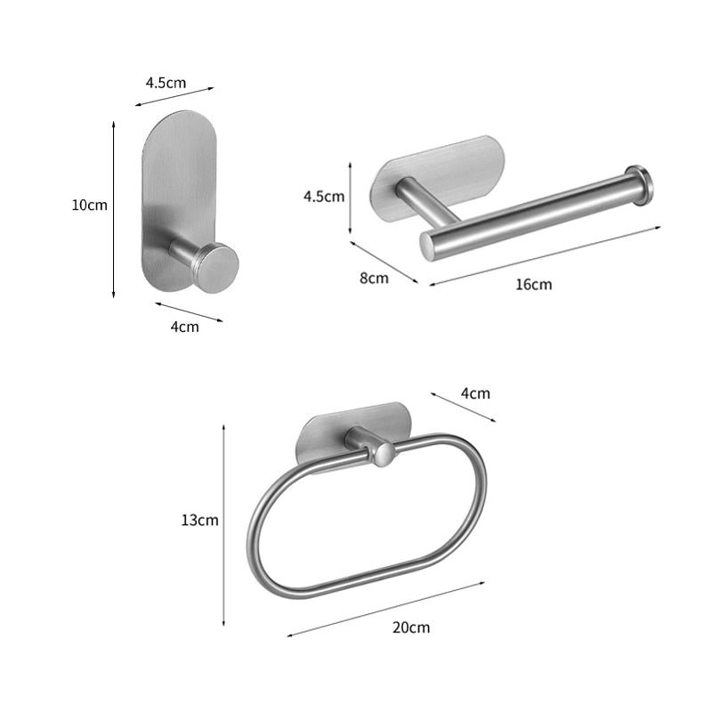 Stainless Steel Self-adhesive Bathroom Accessories Set