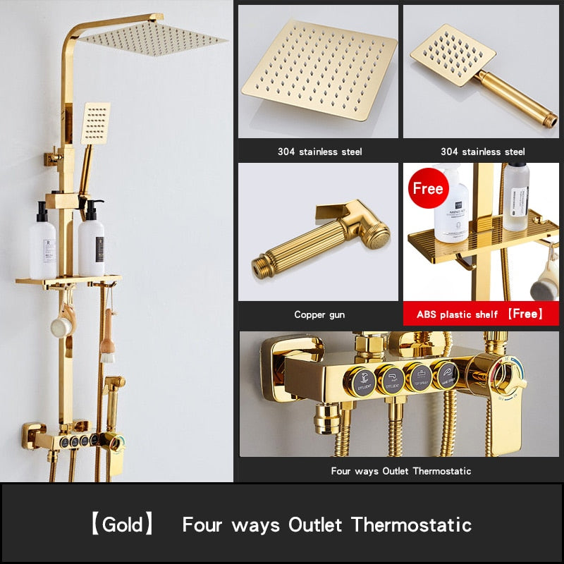 Household Bathroom Shower Set - Temperature Digital Display - Rotating Lifting Pressure