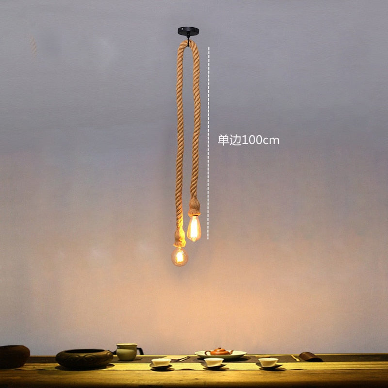 Retro Vintage Hemp Rope Pendant Light - American Industrial Hanging Lamps