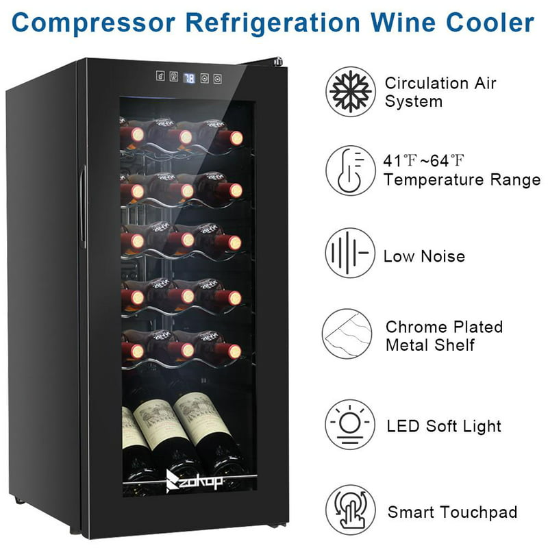 Bottle Compressor Wine Cooler Freestanding Wine Fridge, Fast Cooling, Low Noise