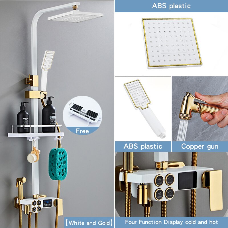 Household Bathroom Shower Set - Temperature Digital Display - Rotating Lifting Pressure