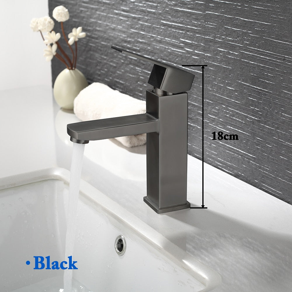 Basin Sink Bathroom Faucet Deck Mounted Hot Cold Water Basin Mixer