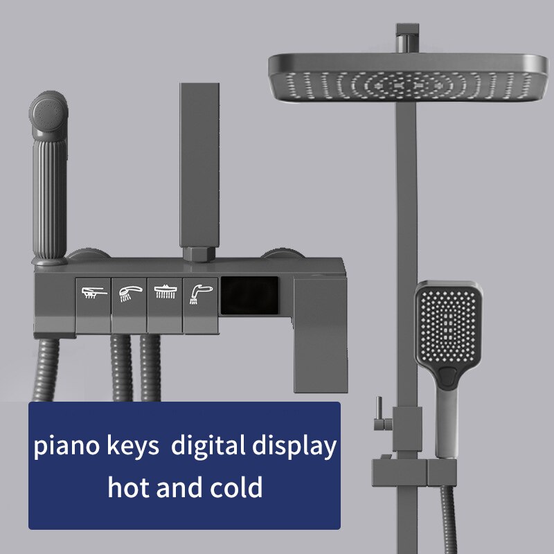 Piano Keys Full Copper Shower Faucet - Thermostatic Digital Display