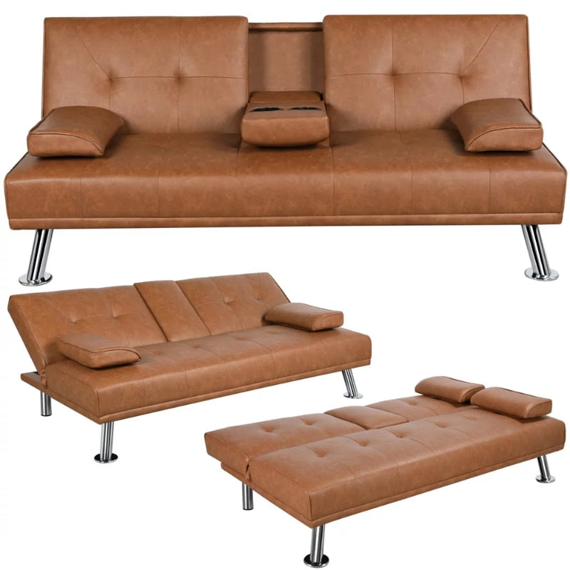 LuxuryGoods Modern Faux Leather Futon Folding Sofa Bed