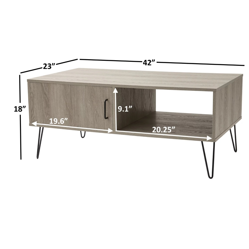 Modern Hairpin Rectangle Coffee Table, Particleboard, Iron
