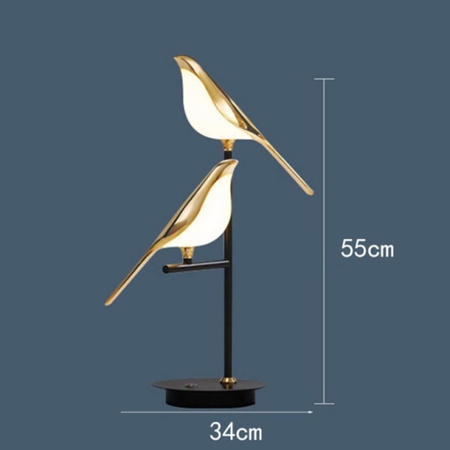 LED Gold Magpie Bird Ceiling Chandelier for Dining Room - Luminaire Suspension Pendant Lamp