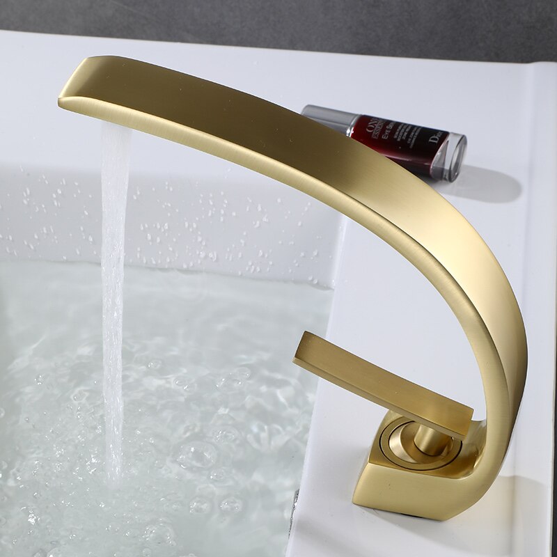 Chrome and Multicolored Brass Bathroom Faucet Basin Sink Faucet Single Handle Cold and Hot Mixer Taps Beautiful Curve Design