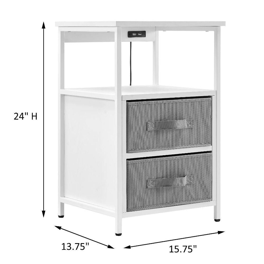 2-Drawers Nightstand With USB