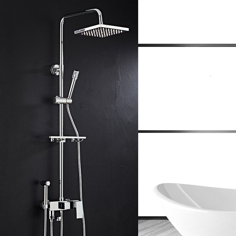 Bathroom Shower Black/Chrome Plated Circular Set