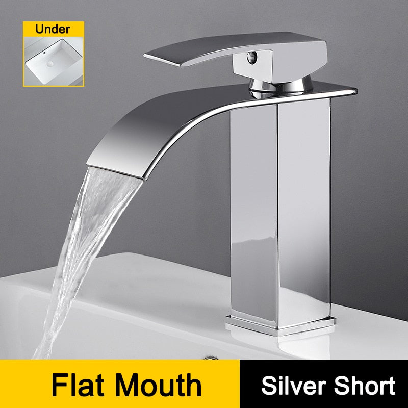 Waterfall Basin Sink Faucet Black Faucets Brass Bath Faucets