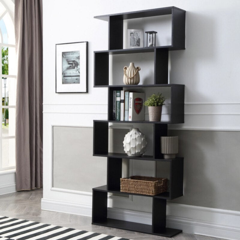 Modern Staggered 6-Shelf Luke Bookcase
