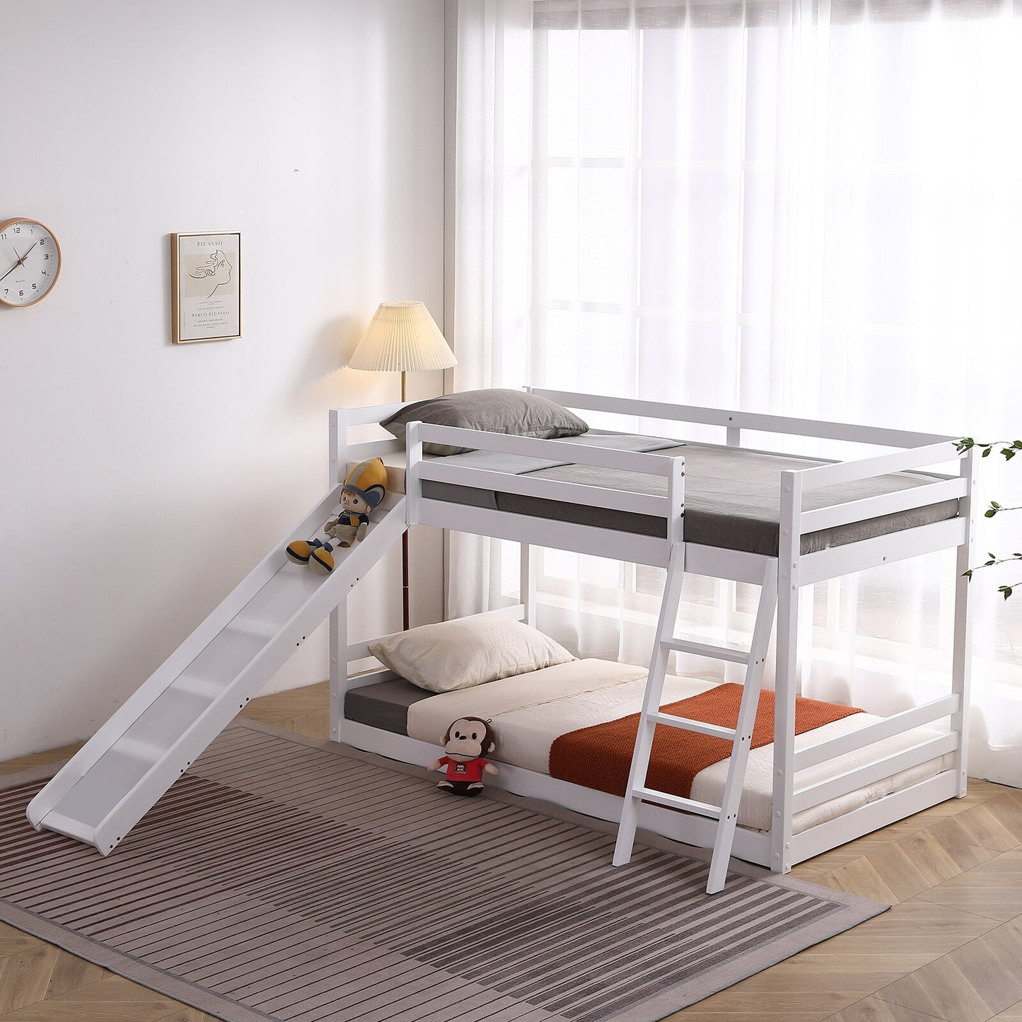 Wooden Twin Low Bunk Bed