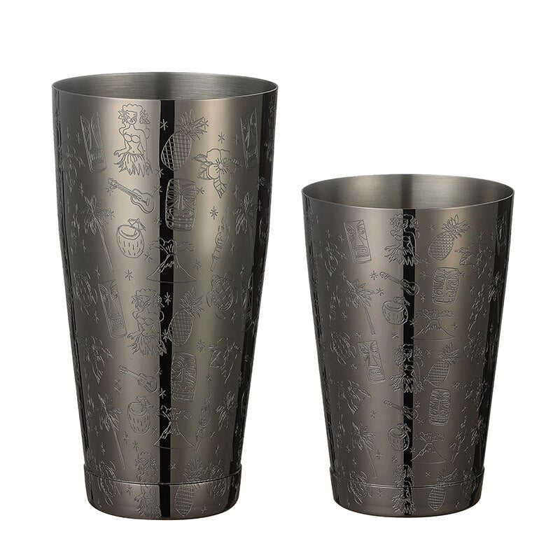 Boston Cocktail Shaker With Etching Pattern - 2 Pieces
