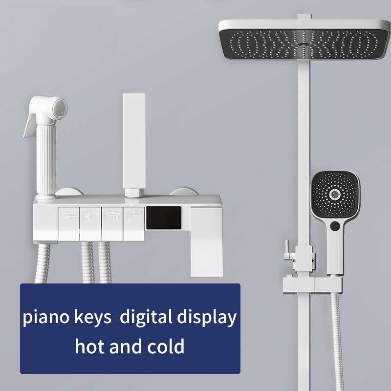 Piano Keys Full Copper Shower Faucet - Thermostatic Digital Display