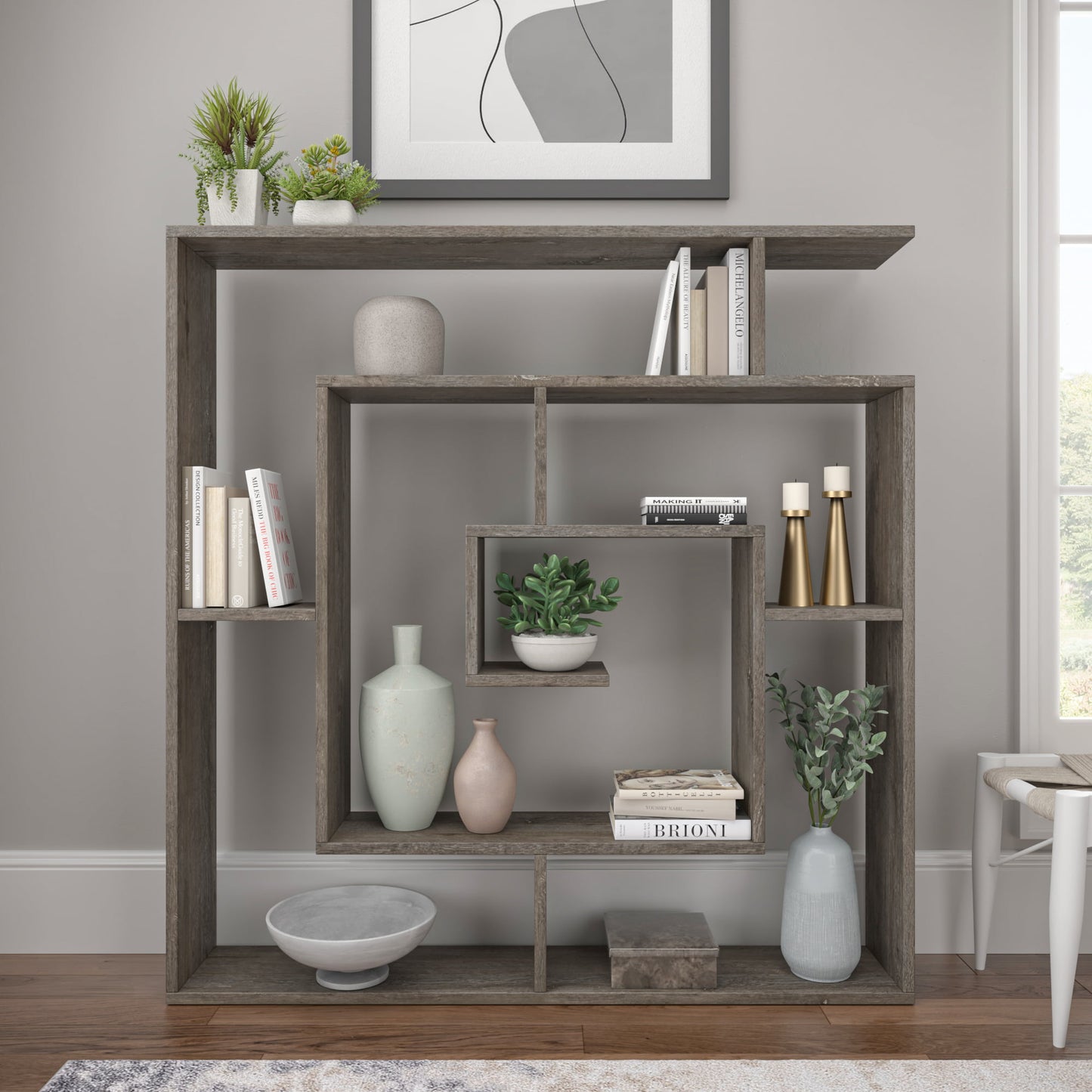 Furniture 4 Tier Open Shelf Light Mocha Briscoe Modern Bookcase  Book Storage