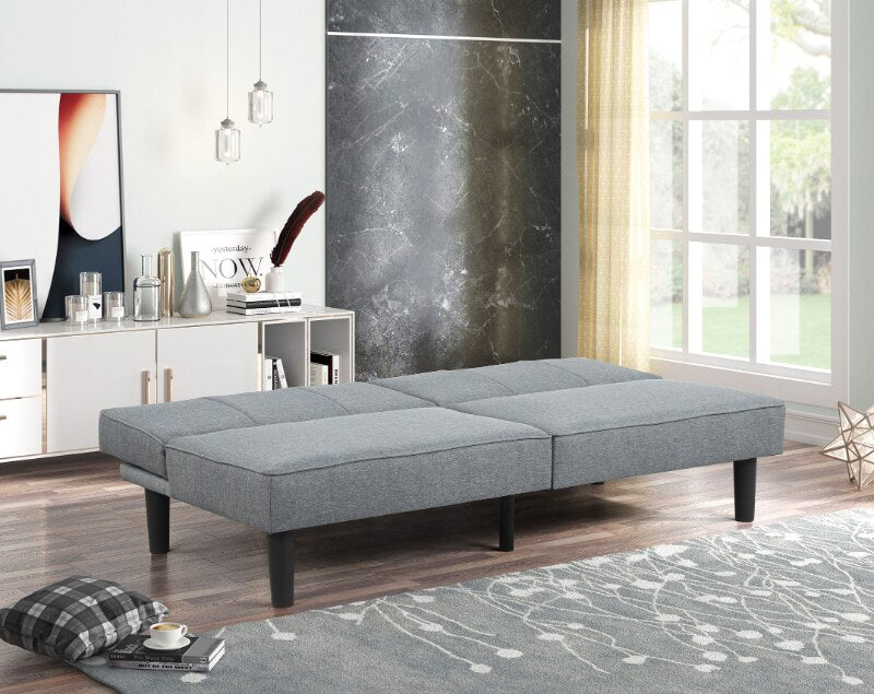 Mainstays Studio Futon Gray Linen Upholstery Folding Sofa Bed