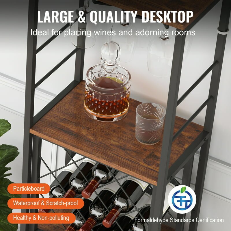 Cabinet Wine  Home Table with Wine Rack & Glass Holder