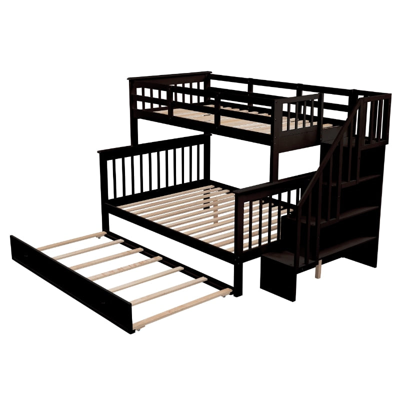 Irway Twin-Over-Full Bunk Bed with Twin Size Trundle\Storage