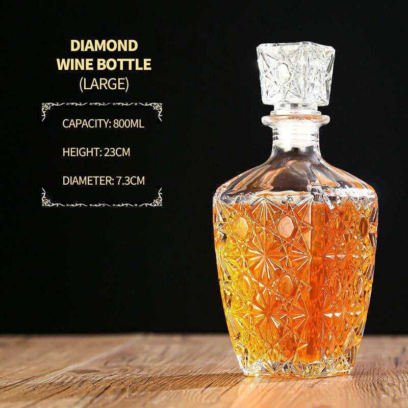 Square Decanter 800-1000ml Dispenser Crystal Glass Bottle