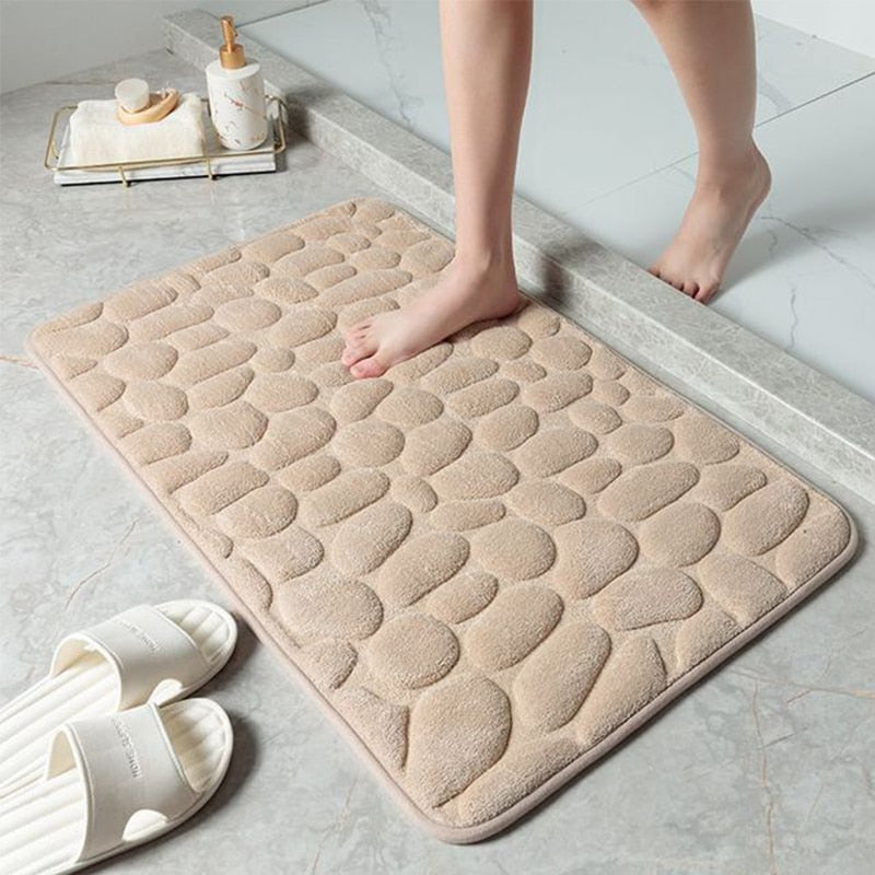Memory Foam Foot Pad Cobblestone Embossed Bath Mat
