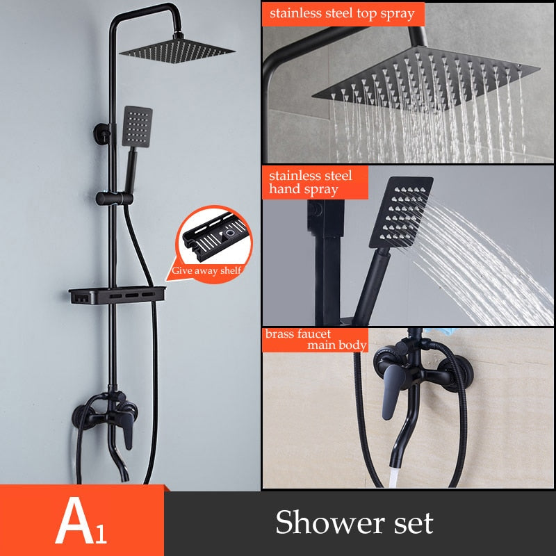 XAOZO Black/Chrome Plating Bathroom Shower Set