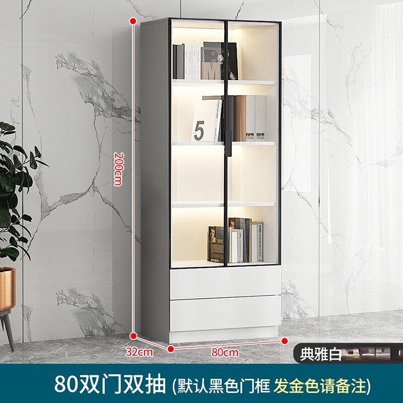 Dust-Proof Bookcase with Glass Door Display Cabinet