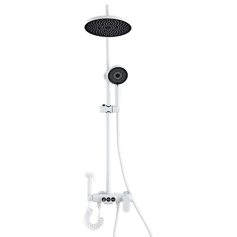 XAOZO Pure White Digital Display Thermostatic Shower Set