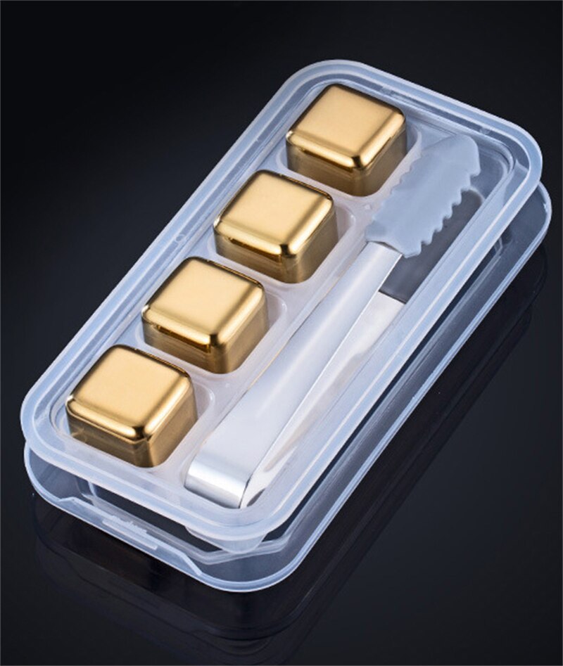 Stainless Steel Gold Ice Cube Set