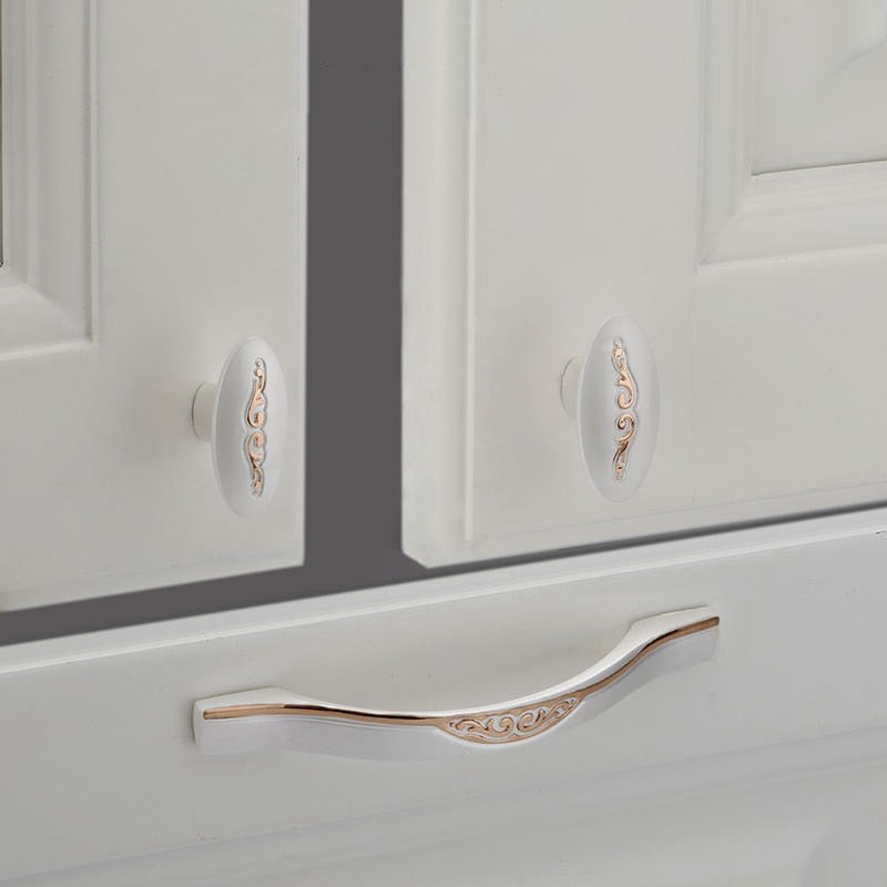 European Zinc Alloy Gold Silver Cabinet Door Handles Drawer Knobs