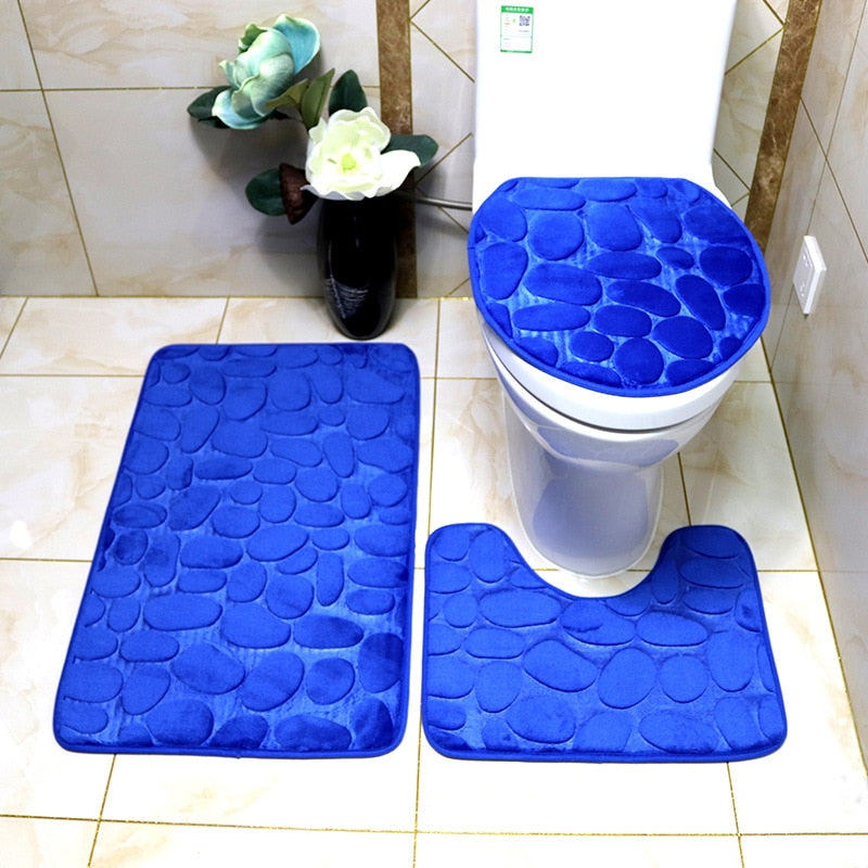 Absorbent Cobblestone Bathroom Shower Carpets