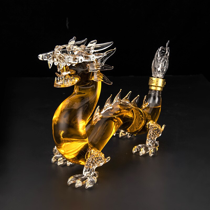 Chinese Dragon Long Shape Glass Whisky Decanter for Shot Glass