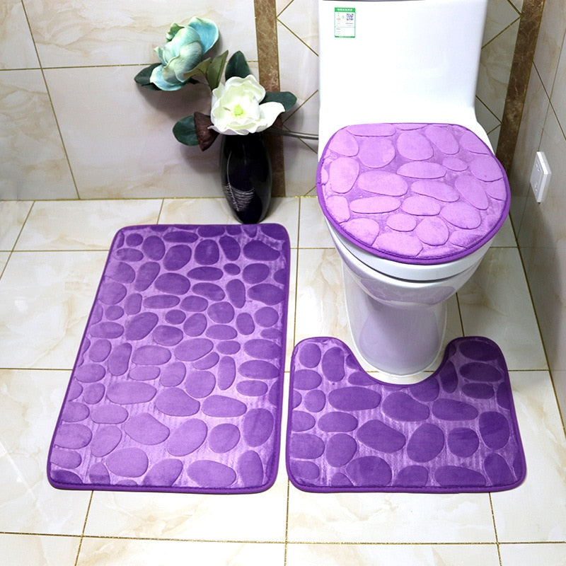 Absorbent Cobblestone Bathroom Shower Carpets
