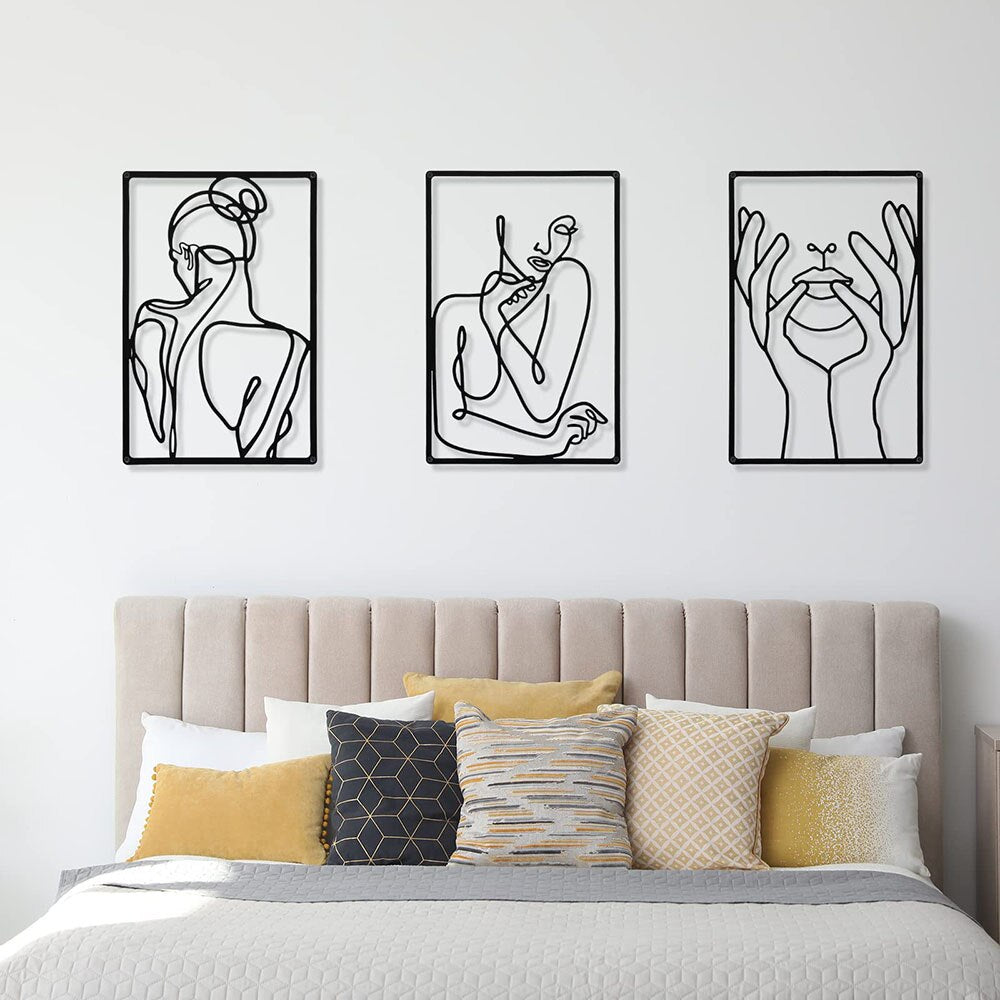 Minimalist Abstract Woman Shape Metal Wall Art Signs - Nordic Style