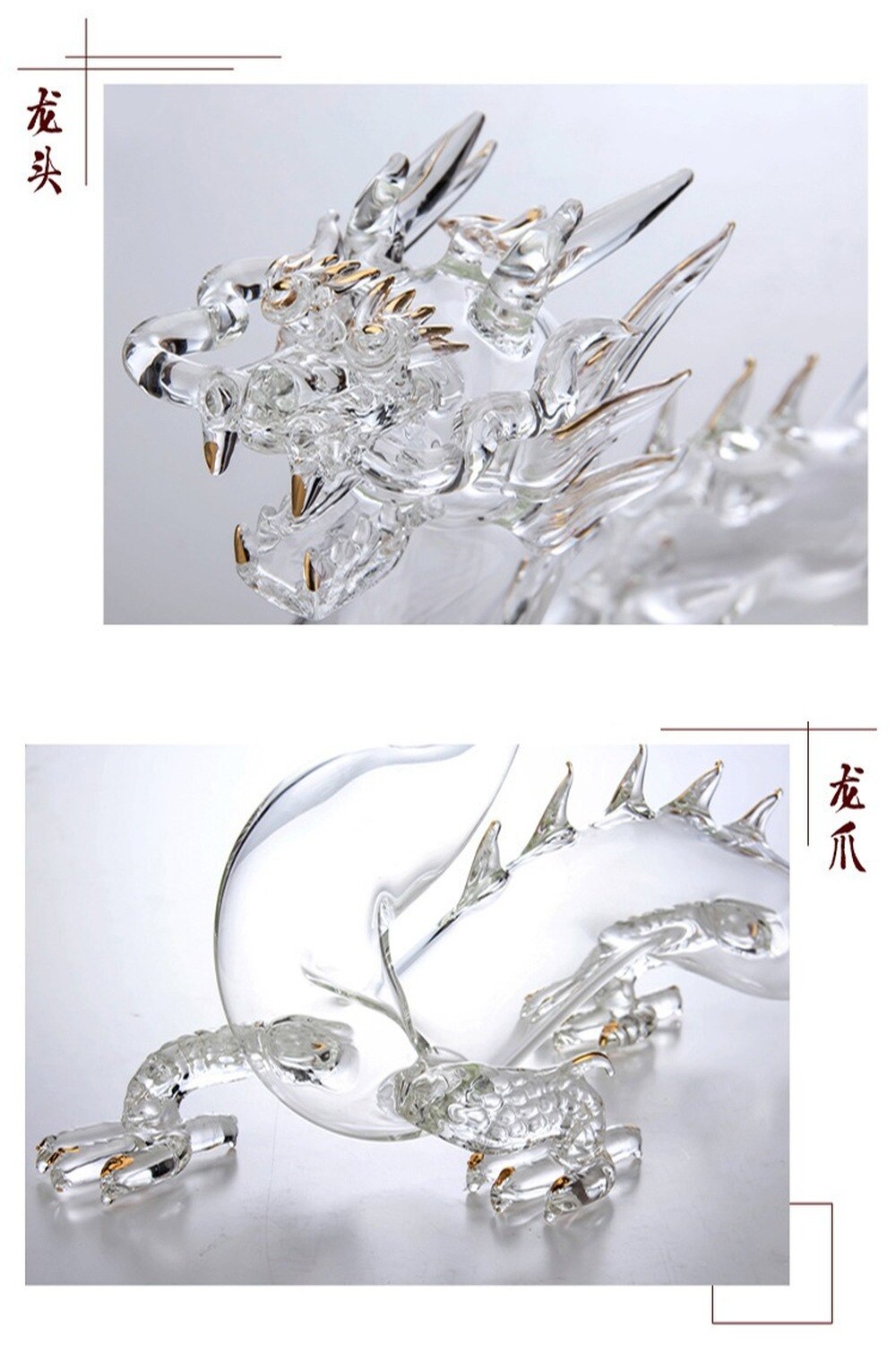 Chinese Dragon Long Shape Glass Whisky Decanter for Shot Glass