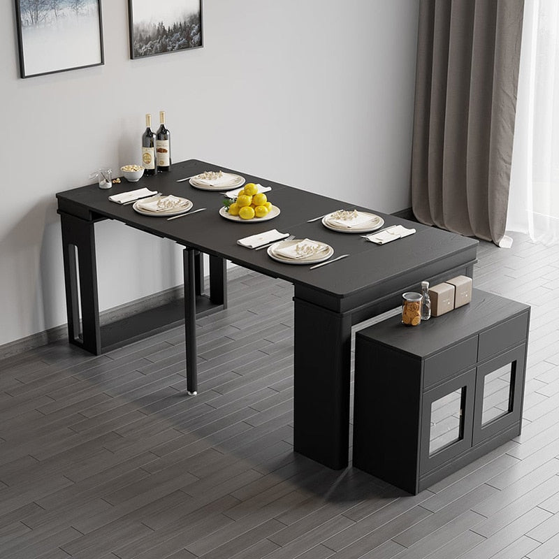 Modern Extendable Dining Table Rectangle Sideboard With Storage