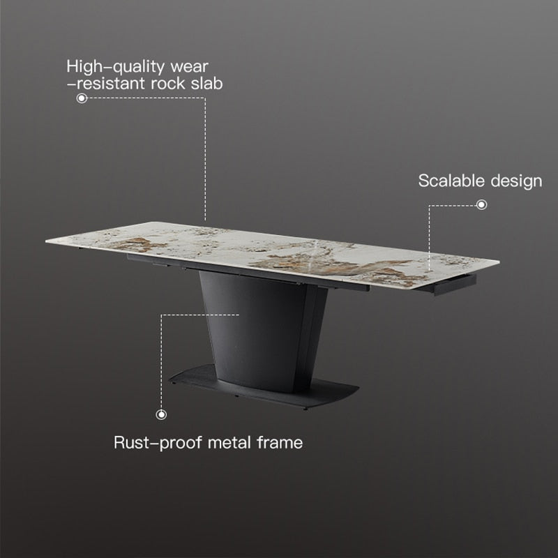 Glossy Rock Board Kitchen Table - Modern/Minimalist/Light