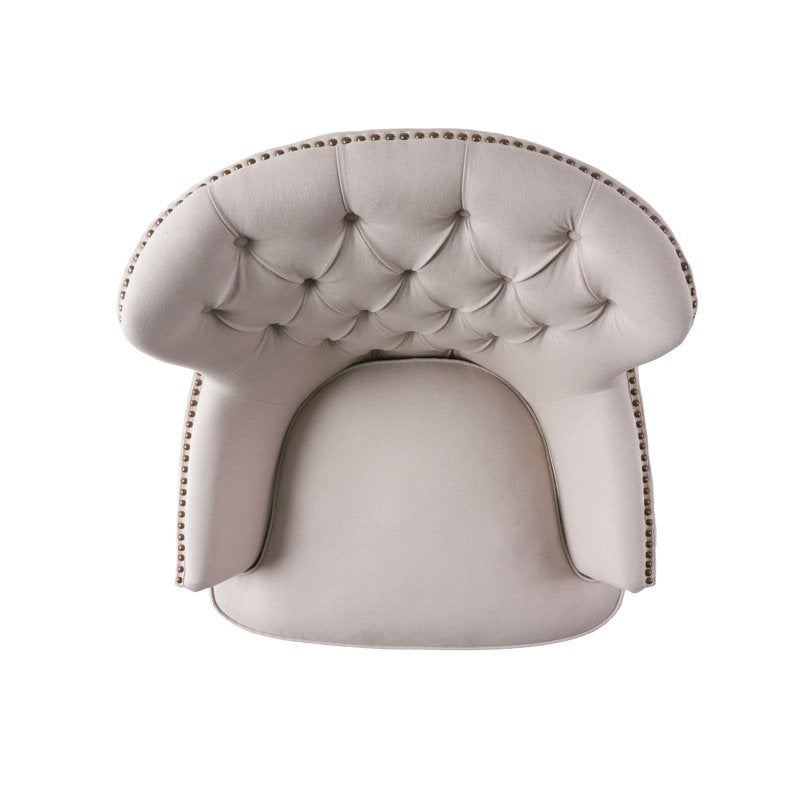 Tufted Fabric Club Chair Color, Natural