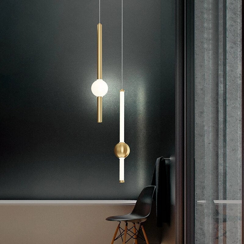 Creative Black Gold Ceiling Pendant Lamps for Bedside Bedroom Living Room Lighting LED Modern Indoor Pendant Hanging Light
