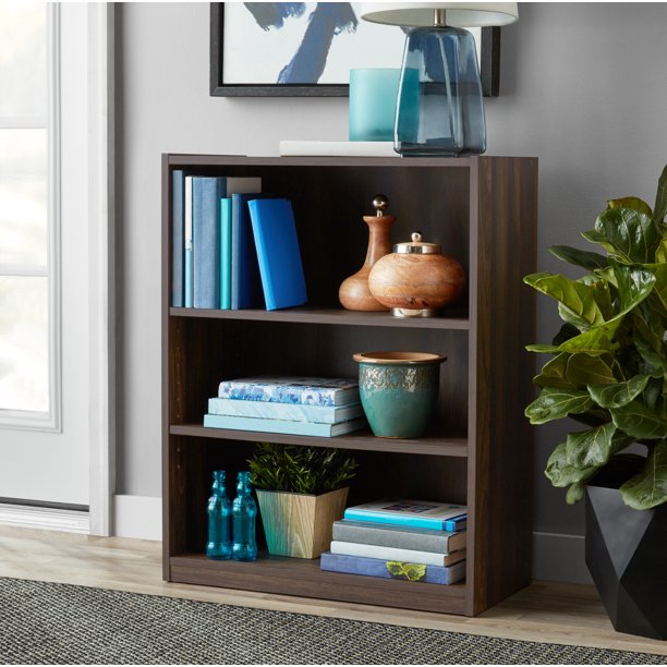 3-Shelf Bookcase with Adjustable Shelves, Rustic Oak