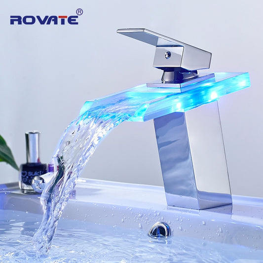 ROVATE LED Basin Faucet Brass Waterfall