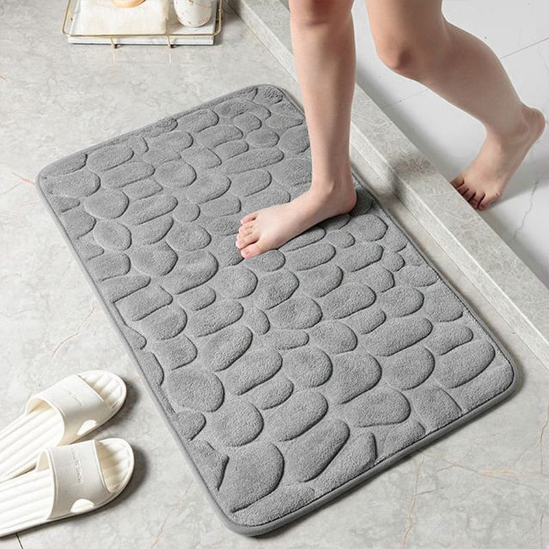 Memory Foam Foot Pad Cobblestone Embossed Bath Mat