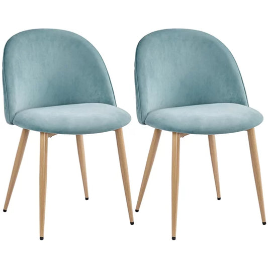 Velvet Dining Chairs with Wood Legs